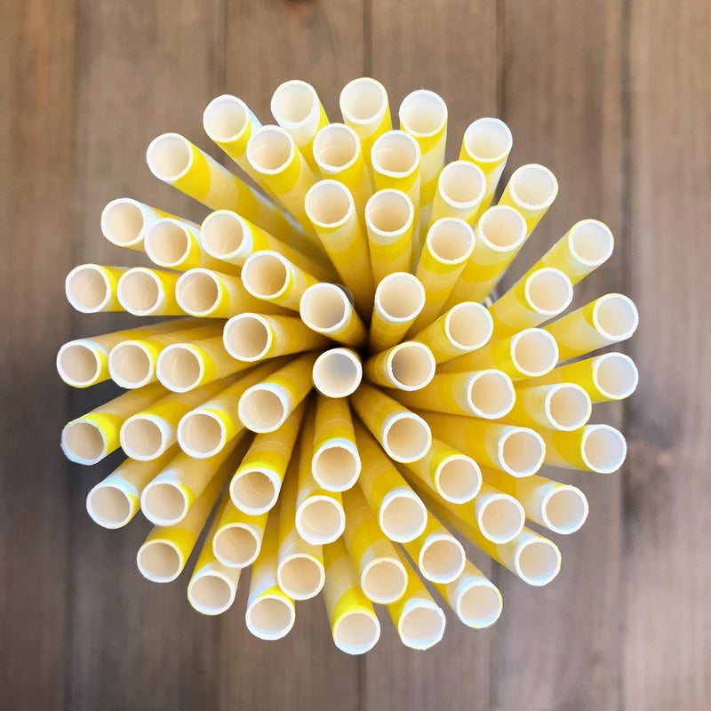 Outside the Box Papers Yellow and White Paper Straws - Stripe Chevron Polka Dot - 7.75 Inches - Pack of 100 - Outside the Box Papers Brand - Image 5